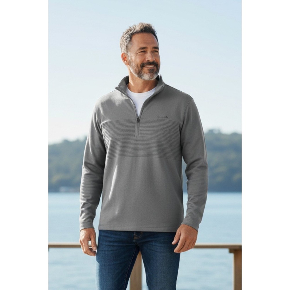 Travis Mathew Mens Golf Pullover Quarter Zip Grey Long Sleeve Shirt M